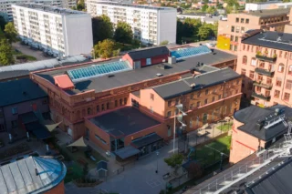 Flygfoto på skola